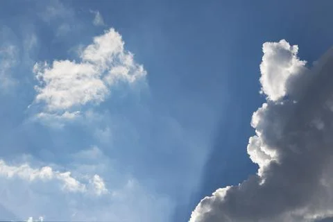 Blue Sky Background With Tiny Clouds  - Cinecmatic Colored Sky With Clouds Stock Photos