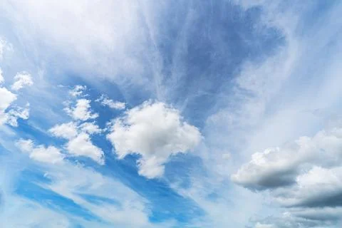 Blue sky background with tiny clouds Stock Photos