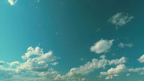 Blue Sky Background With Tiny Clouds. Low Angle View. Blue Clear Sky And White Stock Photos
