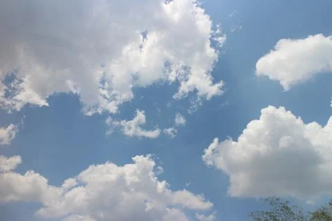 Blue sky background with tiny clouds 스톡 사진