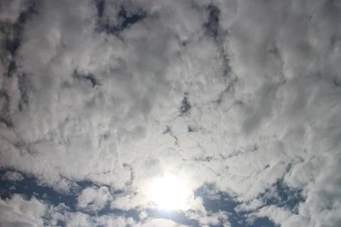 Blue sky background with tiny clouds 스톡 사진