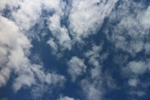 Blue sky background with tiny clouds 스톡 사진