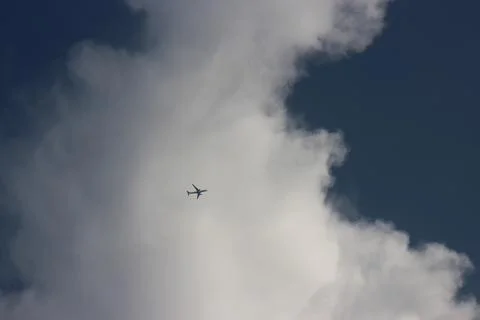 Blue sky background with tiny clouds 写真素材