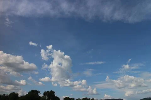 Blue sky background with tiny clouds Stock Photos