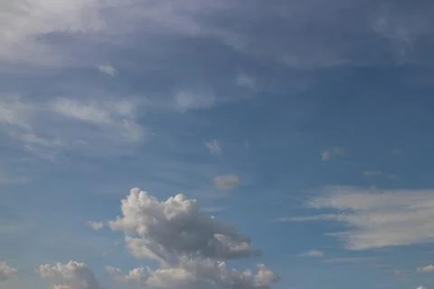 Blue sky background with tiny clouds 스톡 사진