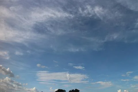 Blue sky background with tiny clouds Stock Photos