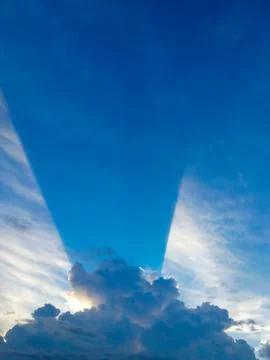 Blue sky background with white cloud Stock Photos