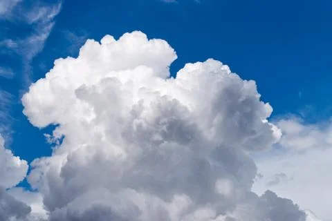 Blue sky background with white cloud. Cloudscape background Stock Photos