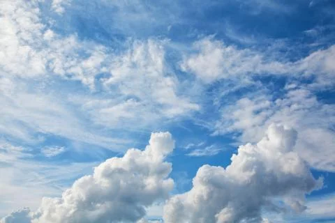 Blue sky background with white clouds Stock Photos