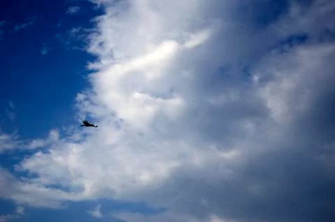 Blue sky background with white clouds Stock Photos