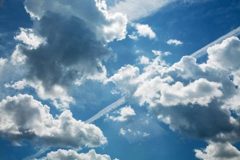 Blue sky background with white clouds Stock Photos