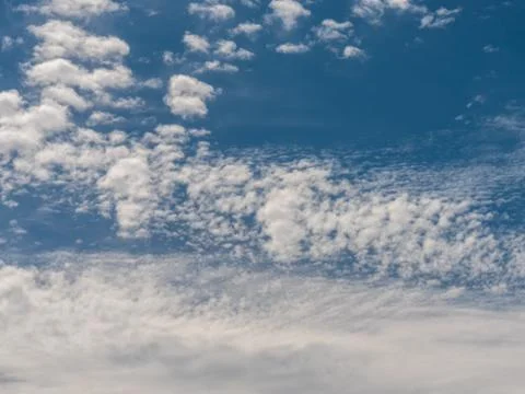 Blue sky background with white clouds. Stock Photos