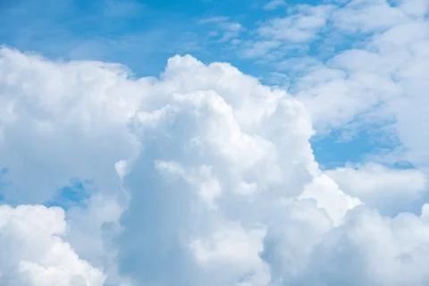 Blue sky background with white clouds, nature Stock Photos