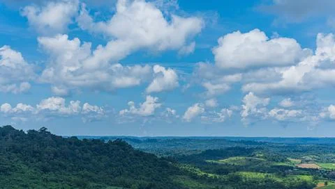 Blue sky background with white clouds Stock Photos