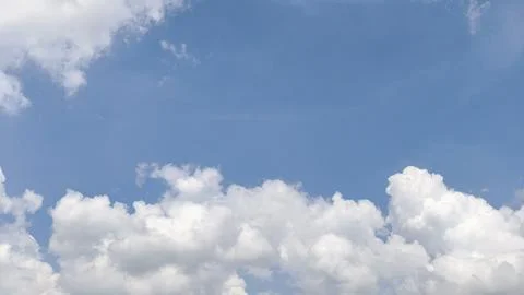 Blue sky background with white clouds during day . panorama . Stock Photos