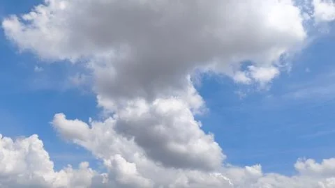 Blue sky background with white clouds during day . panorama . Stock Photos