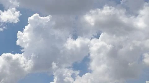 Blue sky background with white clouds during day . panorama . Stock Photos