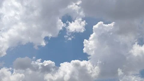 Blue sky background with white clouds during day . panorama . Stock Photos