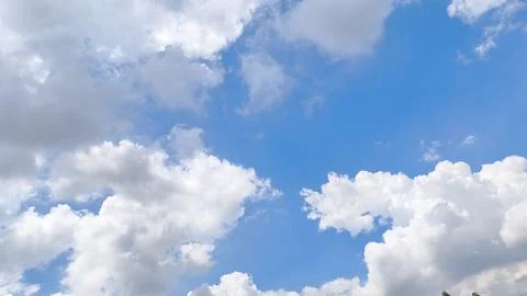 Blue sky background with white clouds during day . panorama . Stock Photos