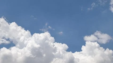Blue sky background with white clouds during day . panorama . Stock Photos