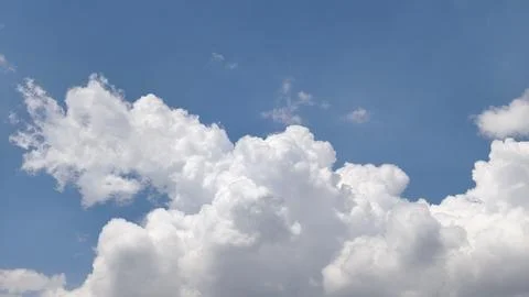 Blue sky background with white clouds during day . panorama . Stock Photos