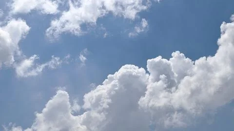 Blue sky background with white clouds during day . panorama . Stock Photos