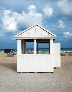 Blue Sky Beach Hut Stock Photos
