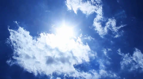 Blue Sky Beautiful Clouds Sunshine Stock Footage 36370671
