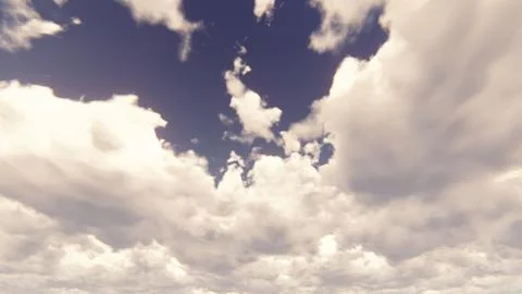 Blue sky with beautiful cloudscape with large clouds and sunlight breaking Stock Illustration