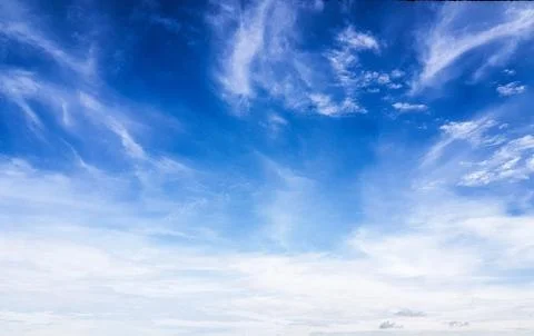 Blue sky With Beautiful Dense Clouds Background. Stock Photos