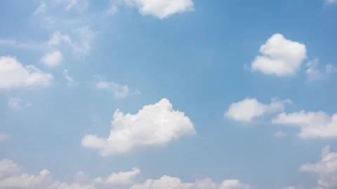 Blue sky with beautiful fluffy clouds time-lapse Stock Footage 341000097
