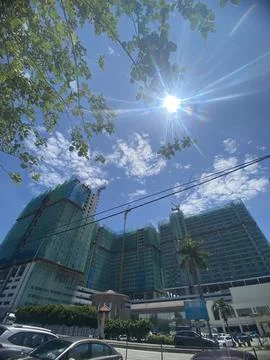 Blue Sky With Beautiful White Clouds At Sunny Day Stock Photos
