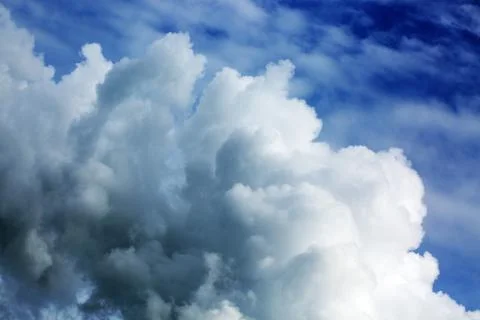 Blue sky with big clouds. Stock Photos