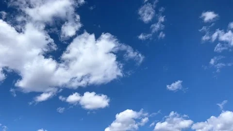 Blue sky big white clouds. Puffy fluffy clouds. Cumulus cloud cloudscape Stock Footage 274788651
