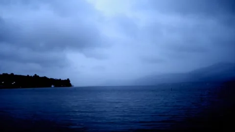 Blue sky blue lake blue mood over the lake 스톡 동영상 166587451