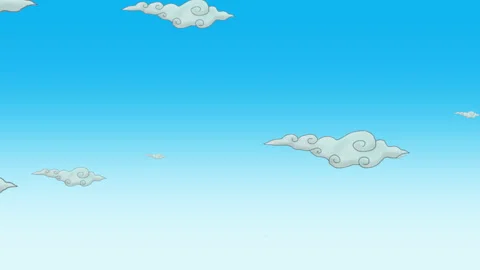 Blue sky with cartoon clouds Stock Footage 168045221