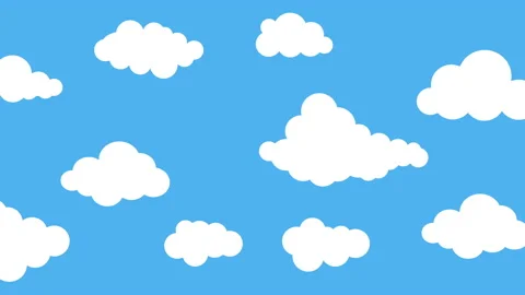 blue sky with cartoon fluffy clouds flow... | Stock Video | Pond5