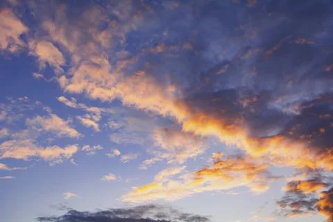 Blue sky with cloud and copy space. Clear weather background. Stock Photos