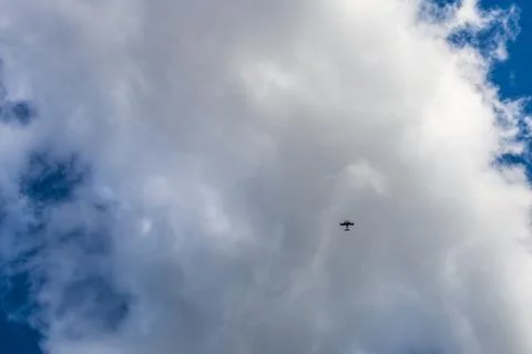 Blue sky with cloud  and plane Stock Photos