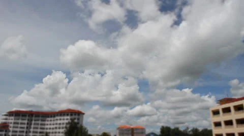 Blue Sky with Cloud and Small Buildings Stock Footage 36119687