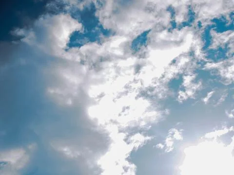 Blue sky with cloud background in sunny day Stock Photos