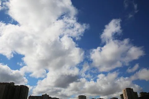 Blue sky with cloud closeup . Blue sky and clouds background material. Blue s Stock Photos