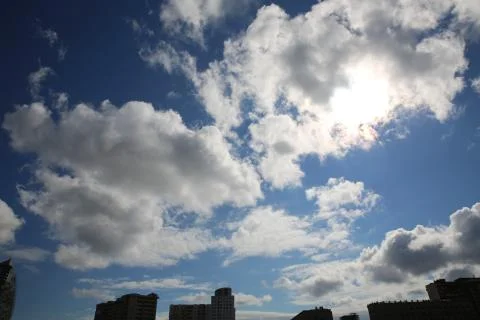 Blue sky with cloud closeup . Blue sky and clouds background material. Blue s Stock Photos