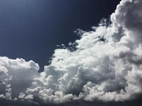 Blue sky with cloud cumulus clouds before thunderstorm Stock Photos