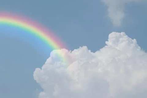 Blue sky cloud with rainbow Stock Photos