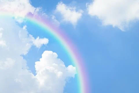 Blue sky cloud with rainbow Stock Photos