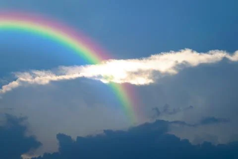 Blue sky cloud with rainbow Stock Photos