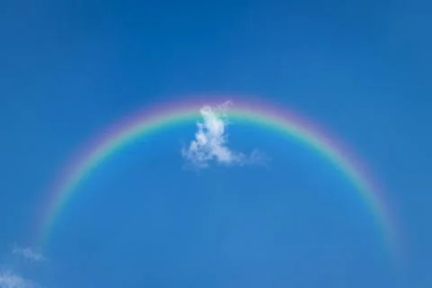 Blue sky cloud with rainbow Stock Photos