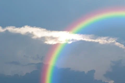 Blue sky cloud with rainbow Stock Photos