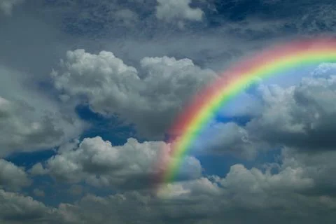 Blue sky cloud with rainbow Foto stock